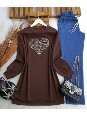 Kalp Gofre Baskılı Tunik