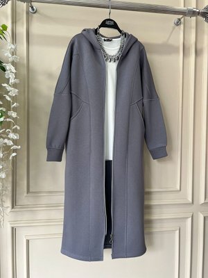 Scuba Kumaş Kapüşonlu Fermuarlı Ferace Kap