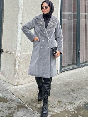 Füme Kaşmir Taşlı Astarlı Kaban