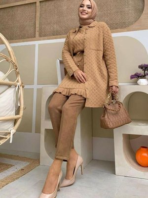 Kadın Taba Cepli Düğmeli Kapitone Tunik