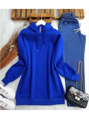 Torba Cep Yaka Fermuarlı Üç İplik Sweat