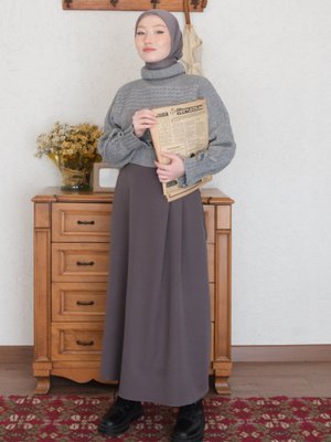 Gri Bağcıklı Crop Kazak