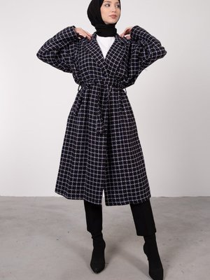 Çapraz Kısa Kesik Çizgili Tesettür Kap Lila