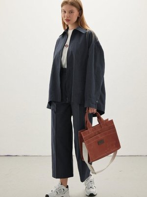 Lacivert Gabardin Oversize Ceket Lacivert Gabardin Oversize Ceket