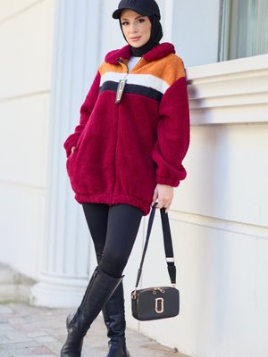 Bordo Peluş Hırka