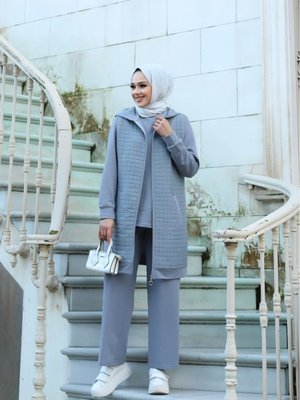 Lü Yelek Sweatshirt + Pantolon Kapuşonlu Alt Üst Takım