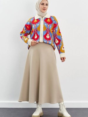 Puf Scuba Kloş Etek Beyaz Puf Scuba Kloş Etek Beyaz