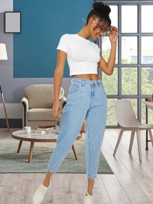 Mavi Pens Detaylı Balon Model Jeans Mavi Pens Detaylı Balon Model Jeans