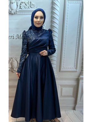 Rota Ust Kısmı Capraz Ve Taşlı Saten Lacivert Ebise