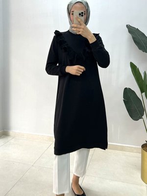 Fisto Dantelli Tunik Siyah