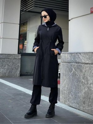 Tina Fermuarlı Trençkot Siyah Tina Fermuarlı Trençkot Siyah