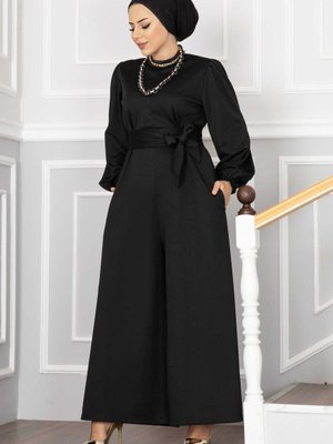 Gizli Cep Detaylı Kuşaklı Scuba Tulum