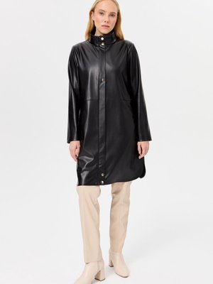 İçi Nubuk Kaplı Deri Ceket Mont Siyah