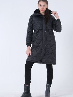 Siyah Kapitone Uzun Mont