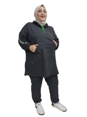 Büyük Beden Oversize Model Antrasit Yeşil Fosforlu Eşofman Takımı Büyük Beden Oversize Model Antrasit Yeşil Fosforlu Eşofman Takımı