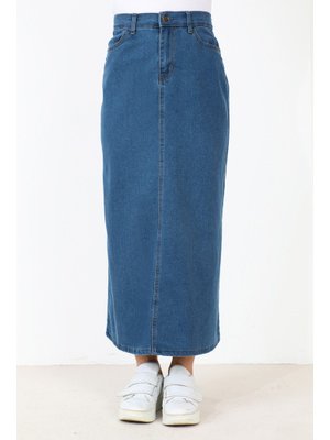 Mavi Yıldız Detaylı Kot Etek