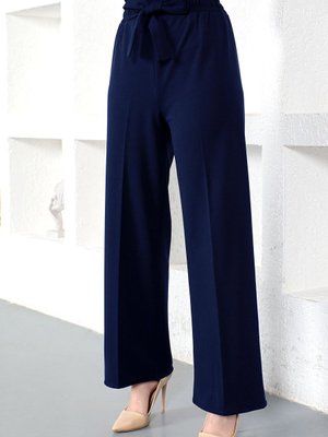 Beli Lastikli Bol Paça Pantolon Lacivert Beli Lastikli Bol Paça Pantolon Lacivert