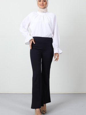 Beli Lastikli Ispanyol Pantolon Lacivert Beli Lastikli Ispanyol Pantolon Lacivert