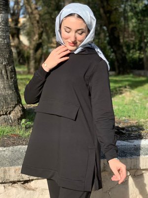 Siyah Kapüşonlu İkiiplik Takım Siyah Kapüşonlu İkiiplik Takım