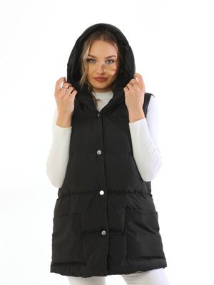 Siyah Su Ve Rüzgar Geçirmez Oversize Kapüşonlu Mevsimlik Şişme Yelek