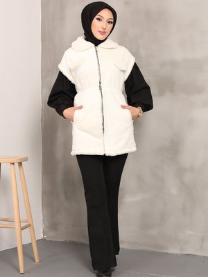 Krem Peluş Yelek Krem Peluş Yelek