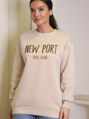 Bej New Port Baskılı Sweatshirt Bej New Port Baskılı Sweatshirt