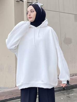 Kapüşonlu Oversize Yan Cepli Sweat