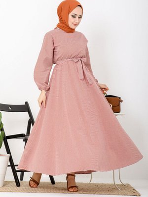 Kuşaklı Yarasa Kol Elbise Oranj Kuşaklı Yarasa Kol Elbise Oranj