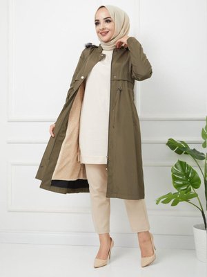 Waterprof Haki İçi Kürklü Kışlık Battal Mevsimlik Mont & Kaban