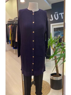 Yün Hirka Şerit Desenli Dugme Modelli