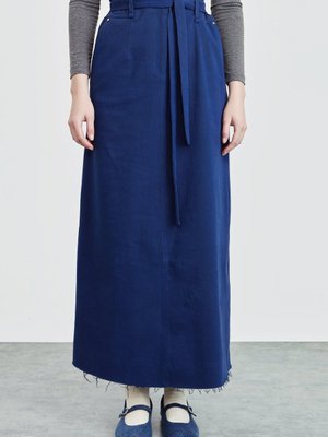 Gabardin Beli Lastikli Etek Lacivert