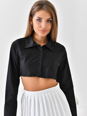 Gömlekli Yarım Crop Yaka Kolluk Beyaz Gömlek Boyunluk