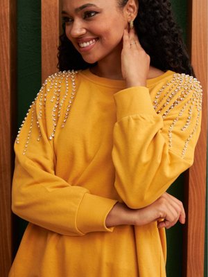 Üçiplik Taşlı Sweatshirt