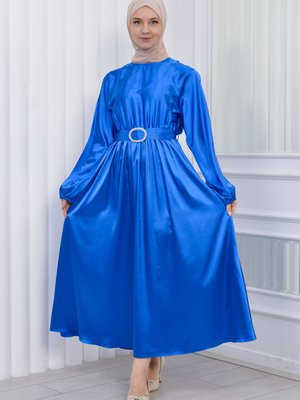 Düz Mevlana Saten Abiye Elbise Düz Mevlana Saten Abiye Elbise