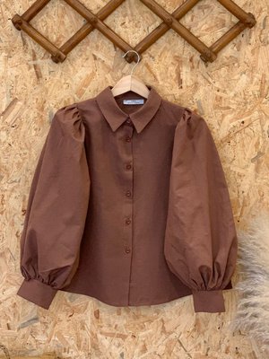 Acı Kahve Klasik Yaka Crop Gömlek Acı Kahve Klasik Yaka Crop Gömlek