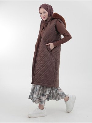 Kapitone Kapüşonlu Kışlık Trend Yelek