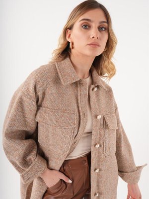 Cep Detaylı Kahve Ceket