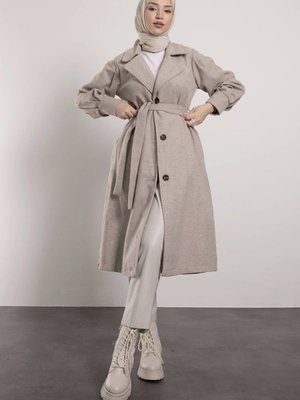 Monfir Ceket Yaka Kaşe Tesettür Kaban Monfir Ceket Yaka Kaşe Tesettür Kaban