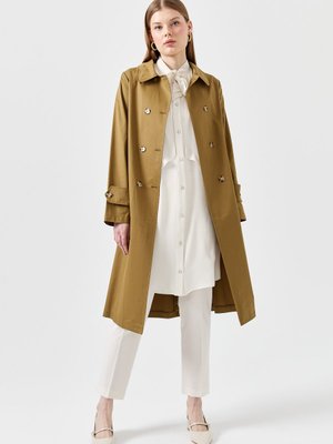 Apolet Detaylı Trençkot Olive