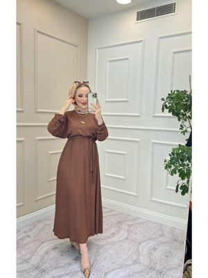 Yarasa Kol Bel Lastikli Elbise