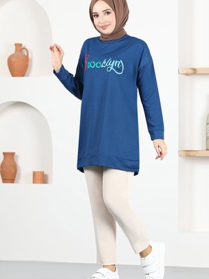 Baskılı Tunik İndigo Baskılı Tunik İndigo
