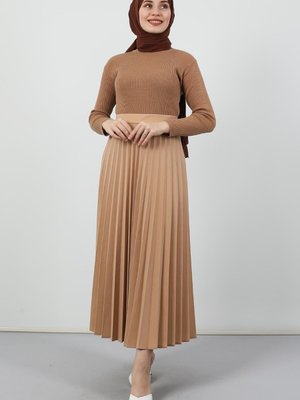 Pileli Etek Sütlükahve Pileli Etek Sütlükahve