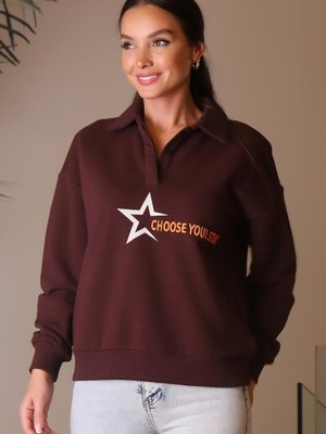 Bordo V Yakalı Sweatshirt Bordo V Yakalı Sweatshirt