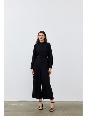 Siyah Fermuarlı Bol Tulum