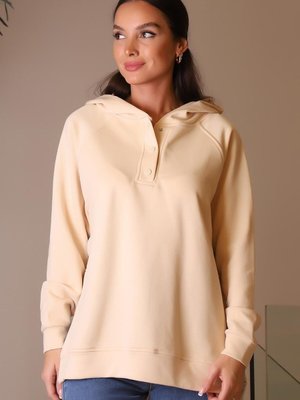 Bej Kapüşonlu Uzun Kollu Sweatshirt Bej Kapüşonlu Uzun Kollu Sweatshirt