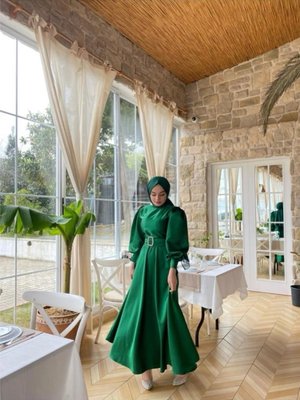 Saten Kemerli Bellae Elbise Saten Kemerli Bellae Elbise