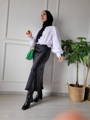 Siyah Saten Etek Siyah Saten Etek