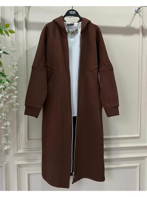 Scuba Kumaş Kapüşonlu Fermuarlı Ferace Kap