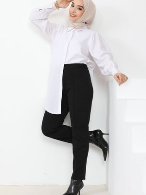 Sahre Dar Paça Pantolon Siyah