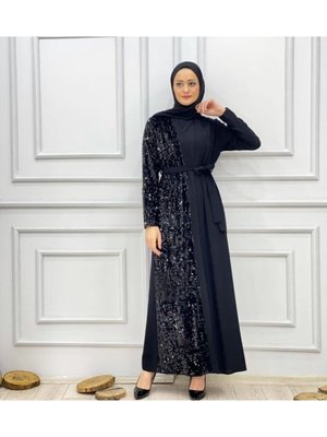 Tek Tarafı Pul Payetli Abaya(içlik Dahil Değildir)